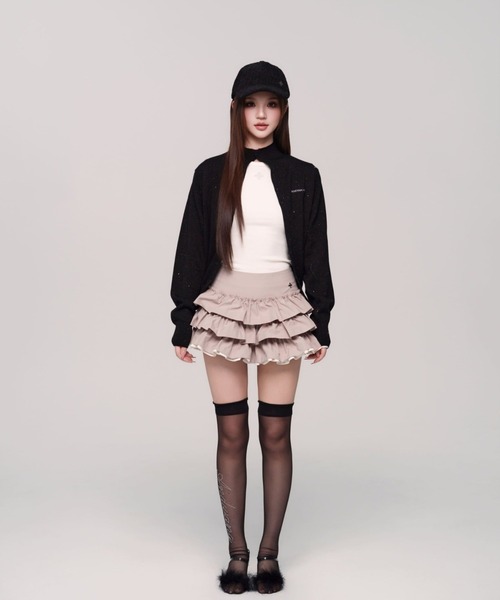 andwang（アンドワン）の「classical high neck cardigan（カーディガン/ボレロ・レディース・ブラック/グレー・FREE）」の9枚目の写真