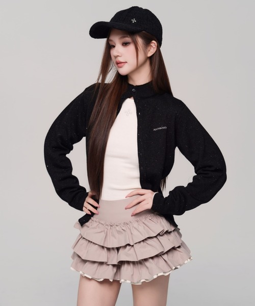 andwang（アンドワン）の「classical high neck cardigan（カーディガン/ボレロ・レディース・ブラック/グレー・FREE）」の4枚目の写真