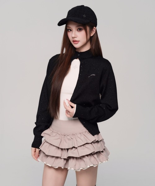 andwang（アンドワン）の「classical high neck cardigan（カーディガン/ボレロ・レディース・ブラック/グレー・FREE）」の5枚目の写真