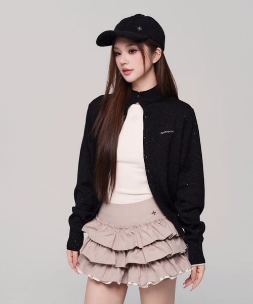 andwang（アンドワン）の「classical high neck cardigan（カーディガン/ボレロ・レディース・ブラック/グレー・FREE）」の6枚目の写真