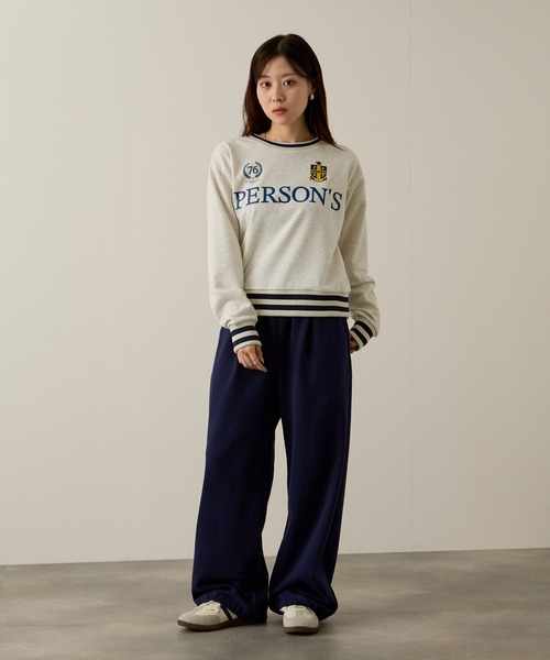 PERSON'S(パーソンズ)の「PERSON'S 別注デザイン リブライントレーナー(スウェット・レディース・ブルー/オートミール/ネイビー・S/FREE)」の21枚目の写真