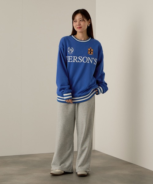 PERSON'S(パーソンズ)の「PERSON'S 別注デザイン リブライントレーナー(スウェット・レディース・ブルー/オートミール/ネイビー・S/FREE)」の5枚目の写真