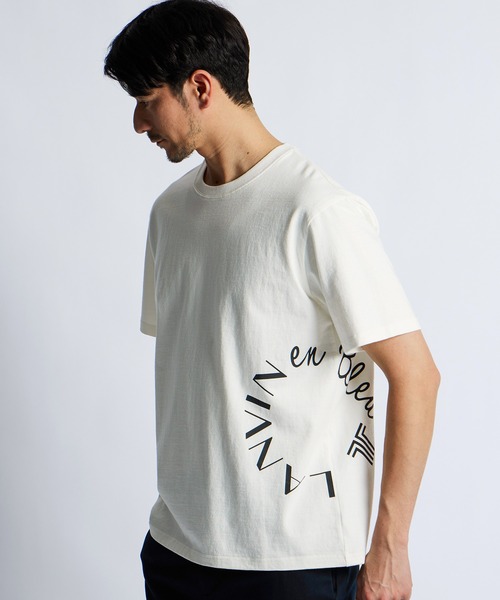 LANVIN en Bleu（ランバンオンブルー）の「8オンス サークルロゴ Tシャツ（Tシャツ/カットソー・メンズ・ネイビー/ブラック/ブルーグレー/オフホワイト・52/50/48/46）」の2枚目の写真