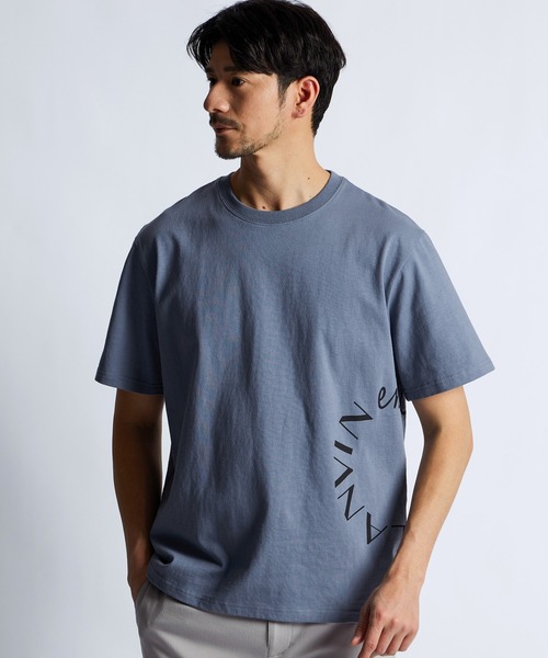 LANVIN en Bleu（ランバンオンブルー）の「8オンス サークルロゴ Tシャツ（Tシャツ/カットソー・メンズ・ネイビー/ブラック/ブルーグレー/オフホワイト・52/50/48/46）」の4枚目の写真