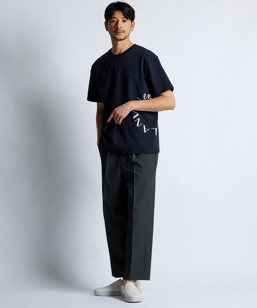 LANVIN en Bleu（ランバンオンブルー）の「8オンス サークルロゴ Tシャツ（Tシャツ/カットソー・メンズ・ネイビー/ブラック/ブルーグレー/オフホワイト・52/50/48/46）」の6枚目の写真