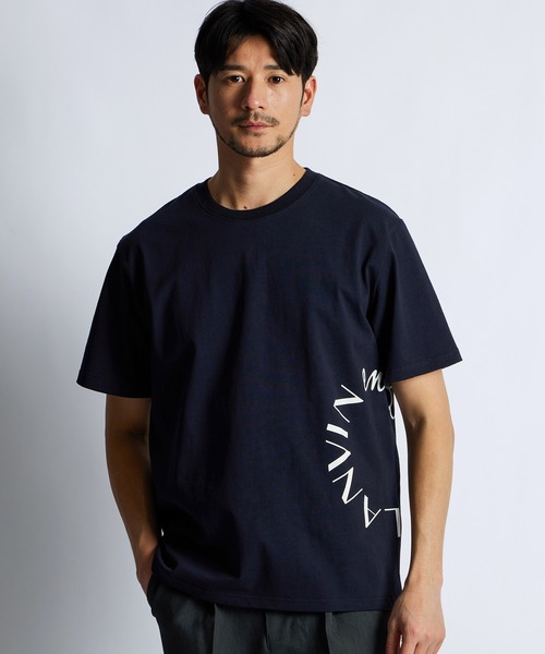 LANVIN en Bleu（ランバンオンブルー）の「8オンス サークルロゴ Tシャツ（Tシャツ/カットソー・メンズ・ネイビー/ブラック/ブルーグレー/オフホワイト・52/50/48/46）」の5枚目の写真