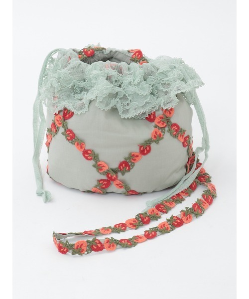 PINK HOUSE（ピンクハウス）の「オリジナル苺ブレードレース使いポシェット（ショルダーバッグ・レディース・ブラック/ミント/レッド/ホワイト・フリー）」の3枚目の写真