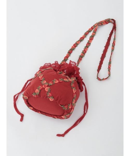 PINK HOUSE（ピンクハウス）の「オリジナル苺ブレードレース使いポシェット（ショルダーバッグ・レディース・ブラック/ミント/レッド/ホワイト・フリー）」の9枚目の写真