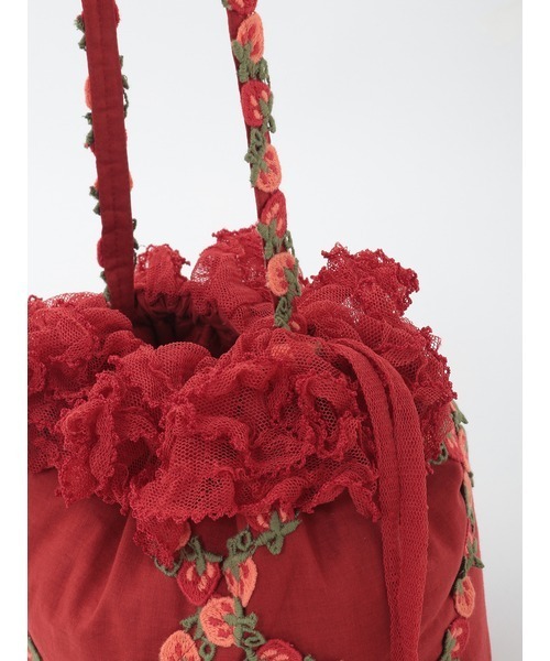 PINK HOUSE（ピンクハウス）の「オリジナル苺ブレードレース使いポシェット（ショルダーバッグ・レディース・ブラック/ミント/レッド/ホワイト・フリー）」の10枚目の写真