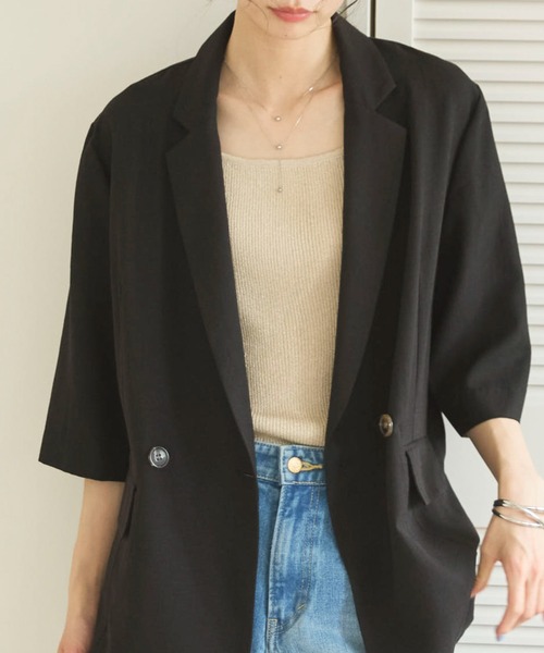 Doux archives(ドゥアルシーヴ)の「2WAYラメスクエアノースリニットPO(Tシャツ/カットソー・レディース・シアン/ブラック/ベージュ・FREE)」の3枚目の写真