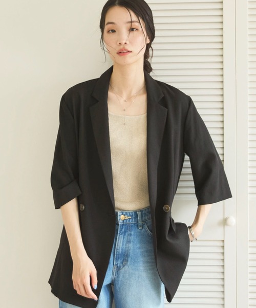 Doux archives(ドゥアルシーヴ)の「2WAYラメスクエアノースリニットPO(Tシャツ/カットソー・レディース・シアン/ブラック/ベージュ・FREE)」の7枚目の写真