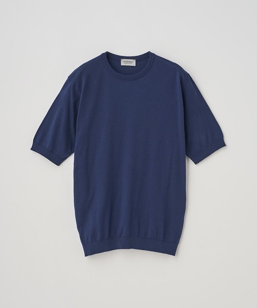 JOHN SMEDLEY(ジョンスメドレー)の「半袖コットンニットTシャツ(ニット/セーター・メンズ・ネイビー系1・L/S/M/XL)」の1枚目の写真