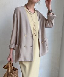 DouDou | メッシュノーカラーバックリボンジャケット(テーラードジャケット)