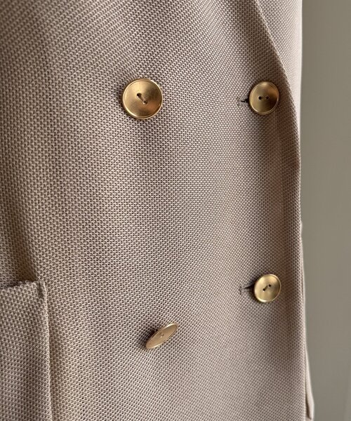 DouDou（ドゥドゥ）の「メッシュノーカラーバックリボンジャケット（テーラードジャケット・レディース・ベージュ/ブラック/チャコールグレー・FREE）」の6枚目の写真