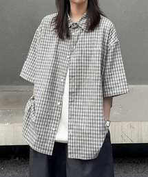 yuue' ( wear )（ユーイ）の「オーバーサイズチェック柄半袖シャツ/ユニセックス（シャツ/ブラウス）」