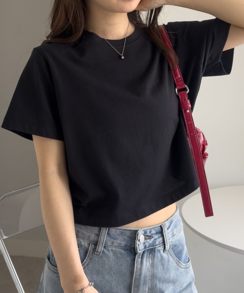 RANAN(ラナン)の「【遮熱・防シワ・接触冷感・UV対策】多機能クロップドTシャツ(Tシャツ/カットソー・レディース・ブラック/グレイッシュベージュ/ホワイト/ピンク・LL/M/L)」の2枚目の写真