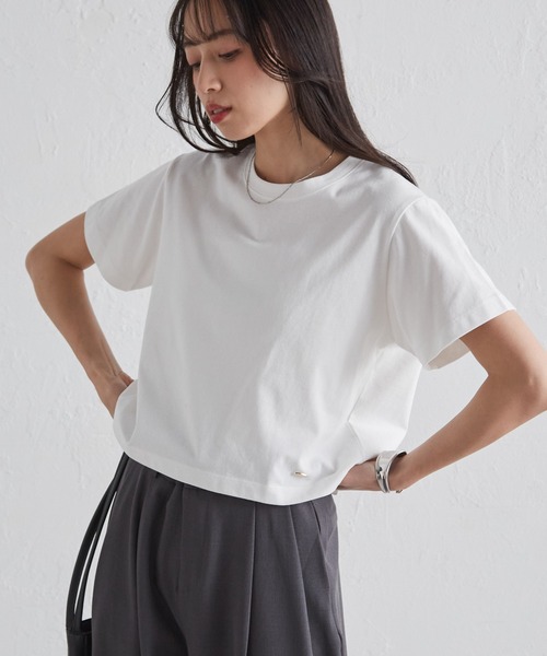 RANAN(ラナン)の「【遮熱・防シワ・接触冷感・UV対策】多機能クロップドTシャツ(Tシャツ/カットソー・レディース・ブラック/グレイッシュベージュ/ホワイト/ピンク・LL/M/L)」の7枚目の写真