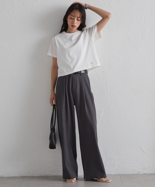 RANAN(ラナン)の「【遮熱・防シワ・接触冷感・UV対策】多機能クロップドTシャツ(Tシャツ/カットソー・レディース・ブラック/グレイッシュベージュ/ホワイト/ピンク・LL/M/L)」の10枚目の写真