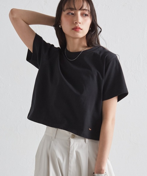 RANAN(ラナン)の「【遮熱・防シワ・接触冷感・UV対策】多機能クロップドTシャツ(Tシャツ/カットソー・レディース・ブラック/グレイッシュベージュ/ホワイト/ピンク・LL/M/L)」の12枚目の写真