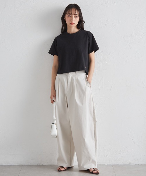 RANAN(ラナン)の「【遮熱・防シワ・接触冷感・UV対策】多機能クロップドTシャツ(Tシャツ/カットソー・レディース・ブラック/グレイッシュベージュ/ホワイト/ピンク・LL/M/L)」の16枚目の写真