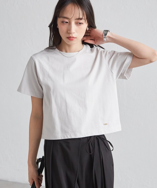 RANAN(ラナン)の「【遮熱・防シワ・接触冷感・UV対策】多機能クロップドTシャツ(Tシャツ/カットソー・レディース・ブラック/グレイッシュベージュ/ホワイト/ピンク・LL/M/L)」の17枚目の写真