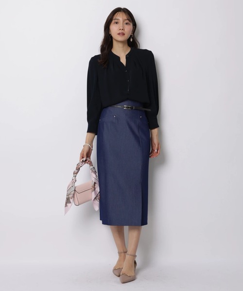 JUSGLITTY(ジャスグリッティー)の「ベルト付タイトスカート(スカート・レディース・ネイビー・2/1/0)」の4枚目の写真