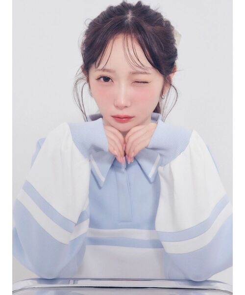 dazzlin（ダズリン）の「【≠ME 谷崎早耶コラボ】ポロライクラインスウェット（スウェット・レディース・ネイビー/ピンク/ブルー・FREE）」の3枚目の写真