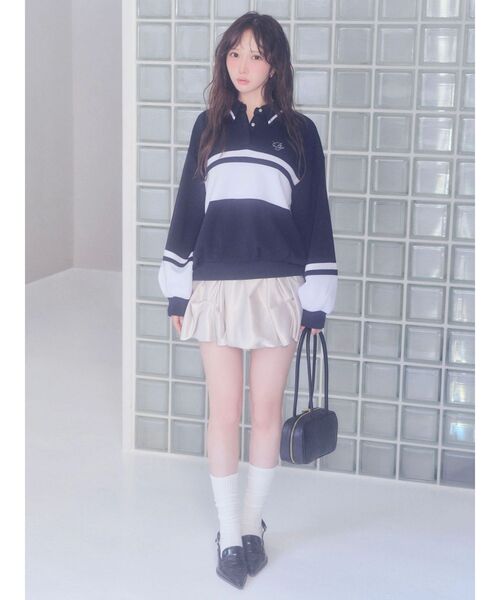 dazzlin（ダズリン）の「【≠ME 谷崎早耶コラボ】ポロライクラインスウェット（スウェット・レディース・ネイビー/ピンク/ブルー・FREE）」の7枚目の写真