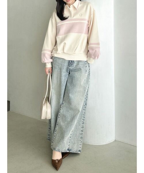 dazzlin（ダズリン）の「【≠ME 谷崎早耶コラボ】ポロライクラインスウェット（スウェット・レディース・ネイビー/ピンク/ブルー・FREE）」の10枚目の写真