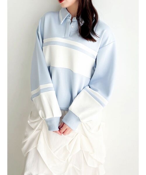 dazzlin（ダズリン）の「【≠ME 谷崎早耶コラボ】ポロライクラインスウェット（スウェット・レディース・ネイビー/ピンク/ブルー・FREE）」の15枚目の写真