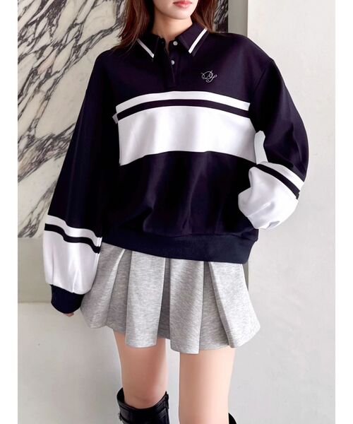 dazzlin（ダズリン）の「【≠ME 谷崎早耶コラボ】ポロライクラインスウェット（スウェット・レディース・ネイビー/ピンク/ブルー・FREE）」の20枚目の写真