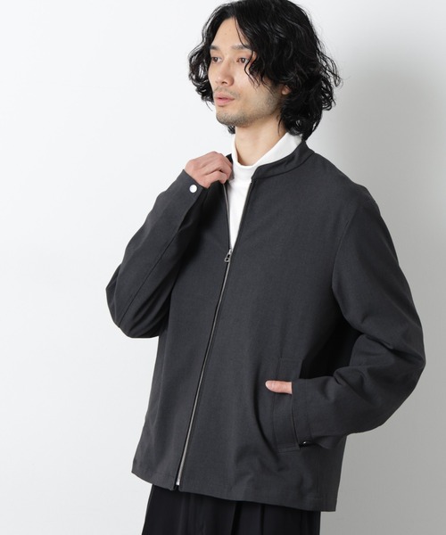 NANO universe（ナノユニバース）の「TR シングルライダースブルゾン（ブルゾン・メンズ・チャコール/ダークネイビー・S/M/L）」の2枚目の写真