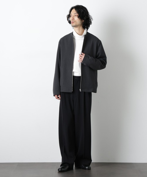 NANO universe（ナノユニバース）の「TR シングルライダースブルゾン（ブルゾン・メンズ・チャコール/ダークネイビー・S/M/L）」の6枚目の写真