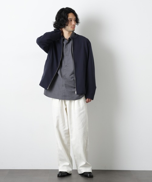 NANO universe（ナノユニバース）の「TR シングルライダースブルゾン（ブルゾン・メンズ・チャコール/ダークネイビー・S/M/L）」の14枚目の写真