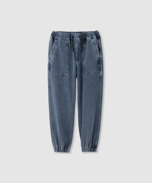NAVY（ネイビー）の「【NAVY SARARI  /ネイビー サラリ】 キッズ ニットデニム ベーカーポケット ジョガーパンツ 冷感 ストレッチ性（デニムパンツ・キッズ・ブラック/ネイビー・130cm/140cm/150cm/160cm）」の2枚目の写真