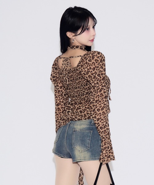 tinkerend(ティンカーエンド)の「Random Frill Leopard Print Blouse / ランダムフリルレオパードプリントブラウス(シャツ/ブラウス・レディース・レオパード・FREE)」の5枚目の写真