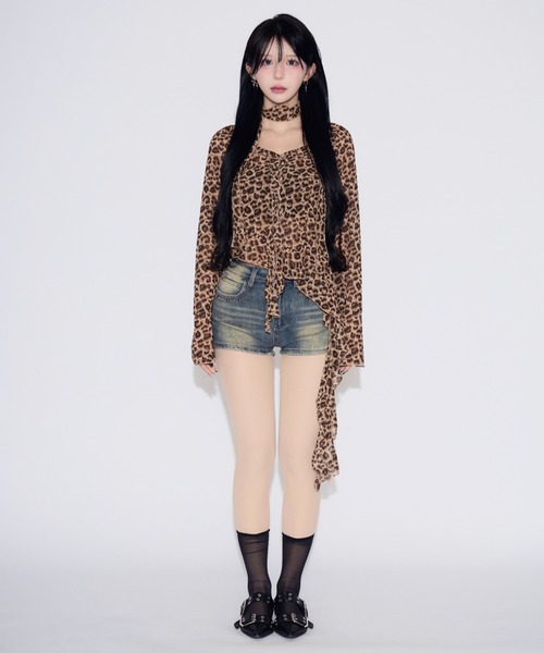 tinkerend(ティンカーエンド)の「Random Frill Leopard Print Blouse / ランダムフリルレオパードプリントブラウス(シャツ/ブラウス・レディース・レオパード・FREE)」の6枚目の写真