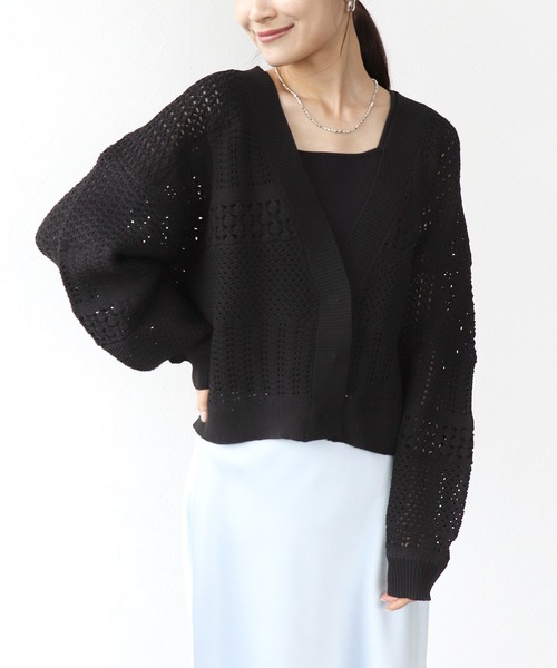 Jines（ジネス）の「かぎ針カーディガン（カーディガン/ボレロ・レディース・ホワイト/グレー/ブラック・38）」の3枚目の写真
