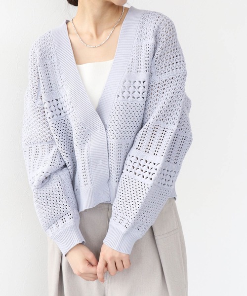 Jines（ジネス）の「かぎ針カーディガン（カーディガン/ボレロ・レディース・ホワイト/グレー/ブラック・38）」の5枚目の写真