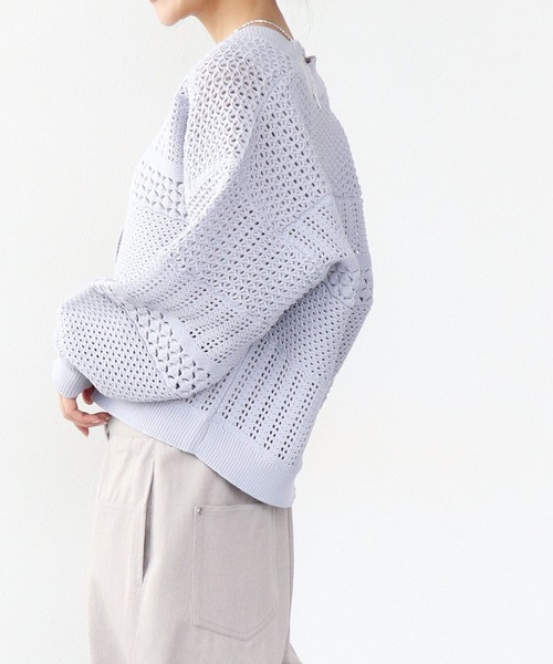 Jines（ジネス）の「かぎ針カーディガン（カーディガン/ボレロ・レディース・ホワイト/グレー/ブラック・38）」の6枚目の写真