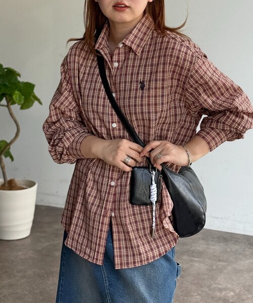 U.S. POLO ASSN.(ユーエスポロアッスン)の「【U.S. POLO ASSN.】シアサッカー長袖シャツ(シャツ/ブラウス・レディース・アイボリー/ブラック/ブルー/レッド・FREE)」の4枚目の写真
