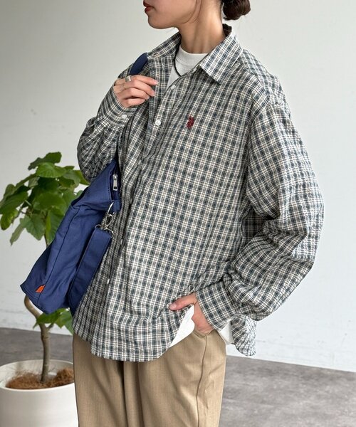 U.S. POLO ASSN.(ユーエスポロアッスン)の「【U.S. POLO ASSN.】シアサッカー長袖シャツ(シャツ/ブラウス・レディース・アイボリー/ブラック/ブルー/レッド・FREE)」の3枚目の写真