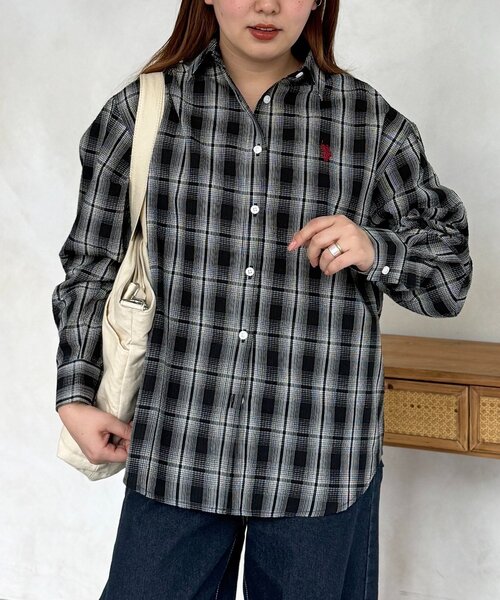 U.S. POLO ASSN.(ユーエスポロアッスン)の「【U.S. POLO ASSN.】シアサッカー長袖シャツ(シャツ/ブラウス・レディース・アイボリー/ブラック/ブルー/レッド・FREE)」の14枚目の写真