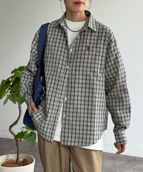 U.S. POLO ASSN.(ユーエスポロアッスン)の「【U.S. POLO ASSN.】シアサッカー長袖シャツ(シャツ/ブラウス・レディース・アイボリー/ブラック/ブルー/レッド・FREE)」の19枚目の写真
