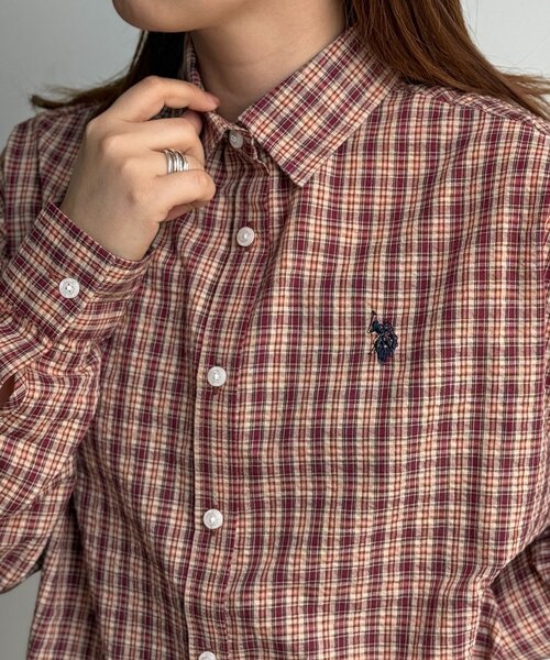 U.S. POLO ASSN.(ユーエスポロアッスン)の「【U.S. POLO ASSN.】シアサッカー長袖シャツ(シャツ/ブラウス・レディース・アイボリー/ブラック/ブルー/レッド・FREE)」の10枚目の写真