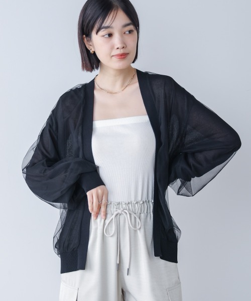 Bou Jeloud（ブージュルード）の「チュールドッキングカーディガン（カーディガン/ボレロ・レディース・ブラック/ライトブルー/ライトグレー・FREE）」の2枚目の写真
