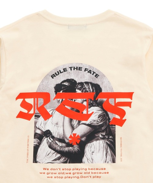 RULE THE FATE(ルールザフェイト)の「whisper graphic LONG SLEEVE TEE/ウィスパーグラフィックロングスリーブティー(Tシャツ/カットソー・メンズ・ベージュ/ブラック・2/1/0)」の5枚目の写真