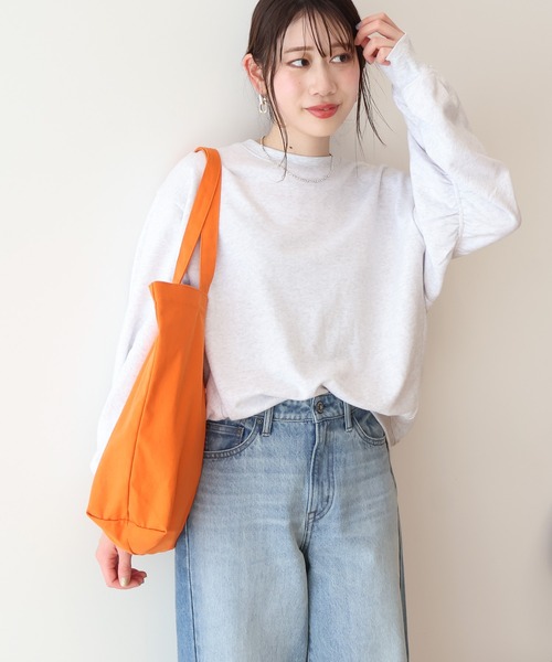 AMERICAN HOLIC（アメリカンホリック）の「バックギャザー裏毛スウェット（スウェット・レディース・アイボリー/グレー系その他/ダークネイビー/レッド・FREE）」の3枚目の写真