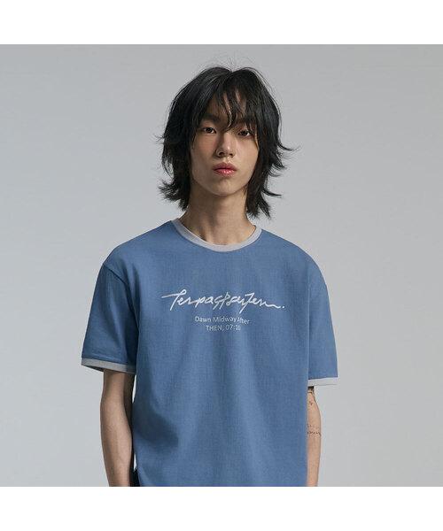 TEN PAST SEVEN(テン ファスト セブン)の「レタリングリンガーTシャツ(3カラー)(Tシャツ/カットソー・メンズ・ホワイト/スカイブルー/ブルー・SMALL/MEDIUM/LARGE)」の3枚目の写真