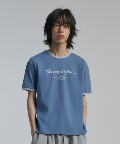 TEN PAST SEVEN(テン ファスト セブン)の「レタリングリンガーTシャツ(3カラー)(Tシャツ/カットソー・メンズ・ホワイト/スカイブルー/ブルー・SMALL/MEDIUM/LARGE)」の7枚目の写真